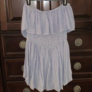 Blue and white striped romper